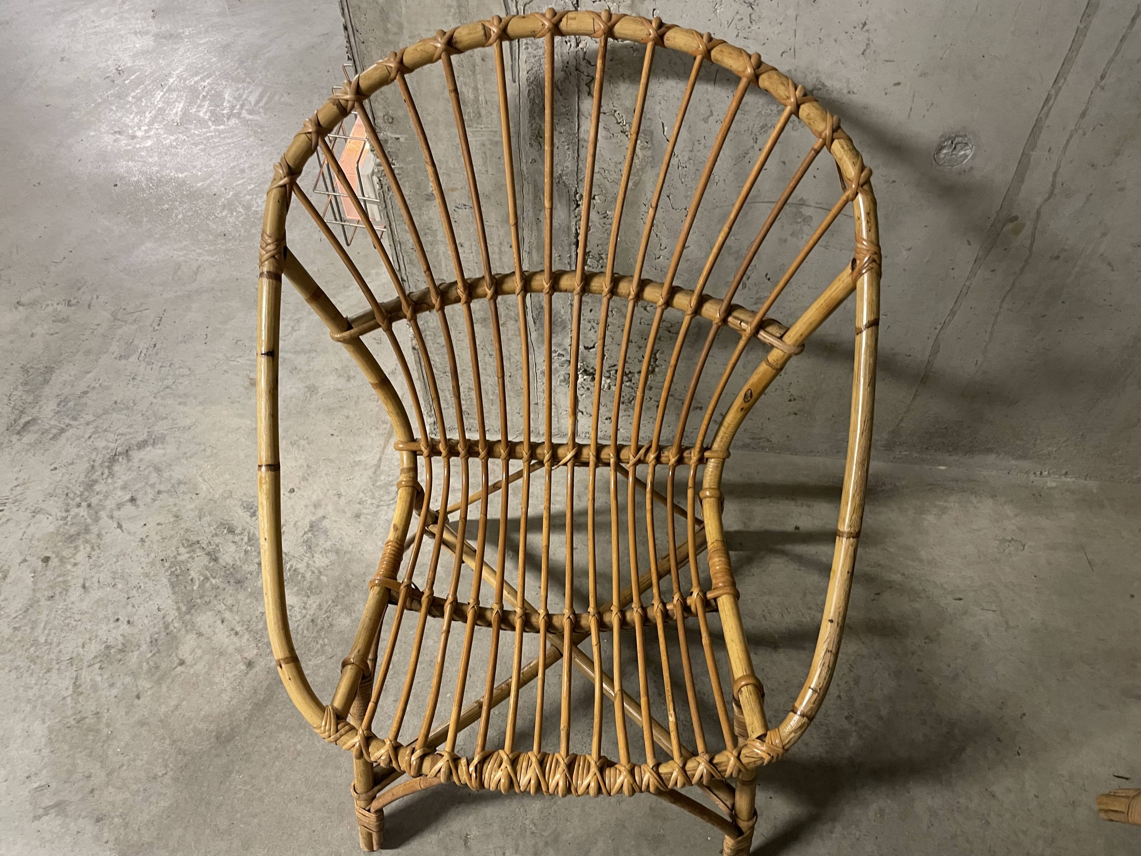Pair of rattan armchairs