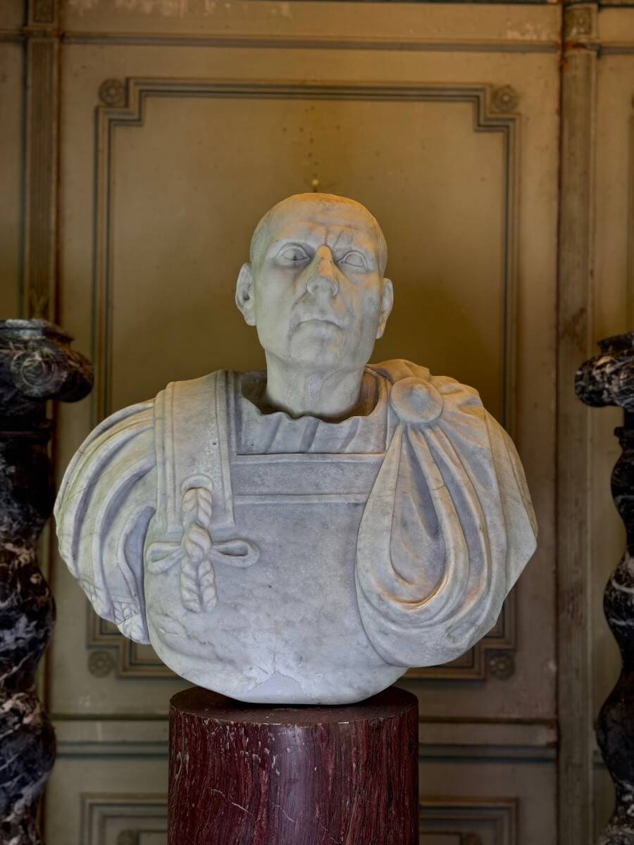 Bust of Emperor Galba, white Carrara marble, 18th century.