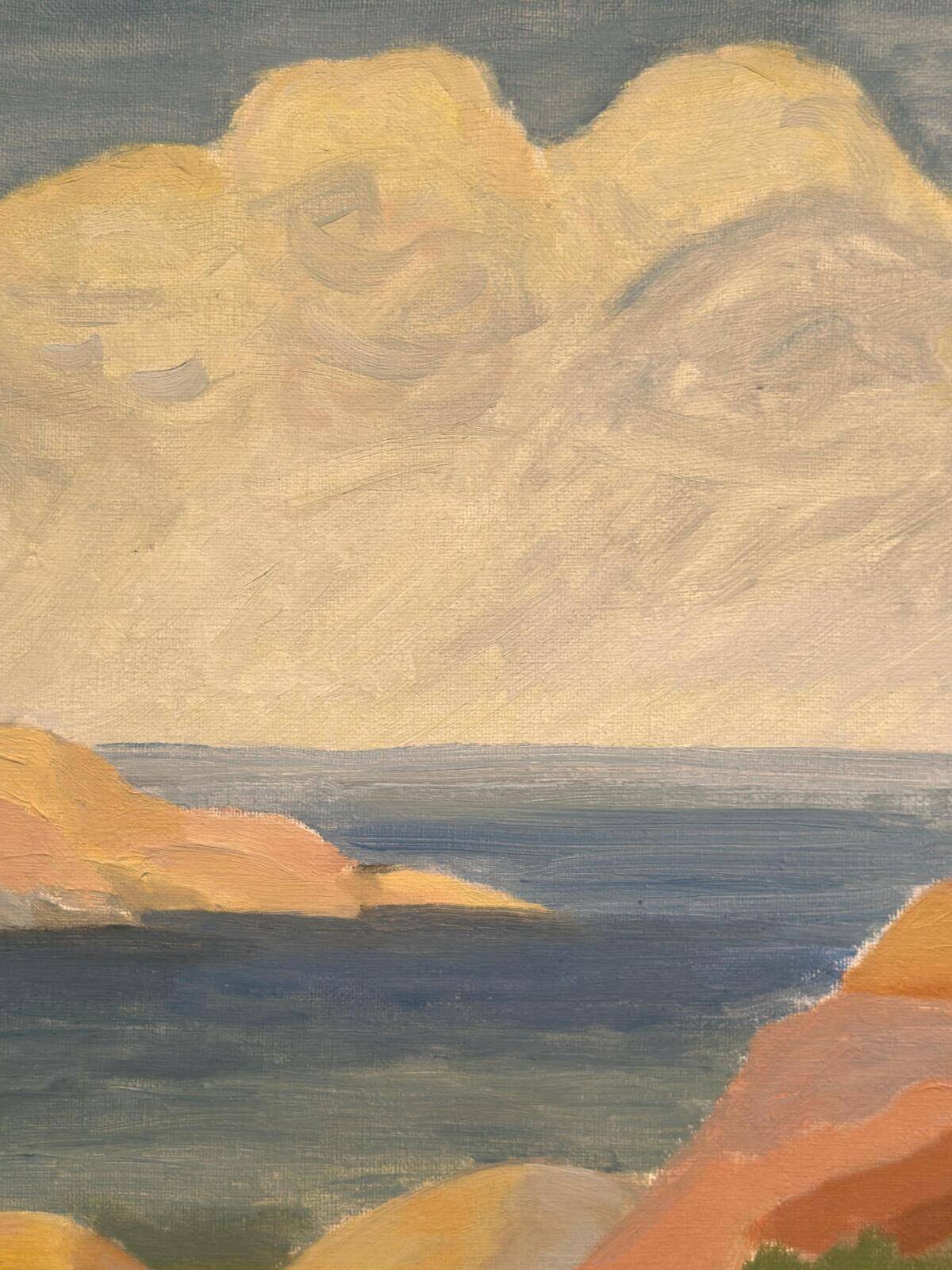 Original Swedish Oil on Canvas – “Coast” by Weronica – Dated 1980 – Vintage