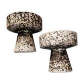 Pair of small ceramic candle holders Structured by Pieter Groeneveldt 1960's