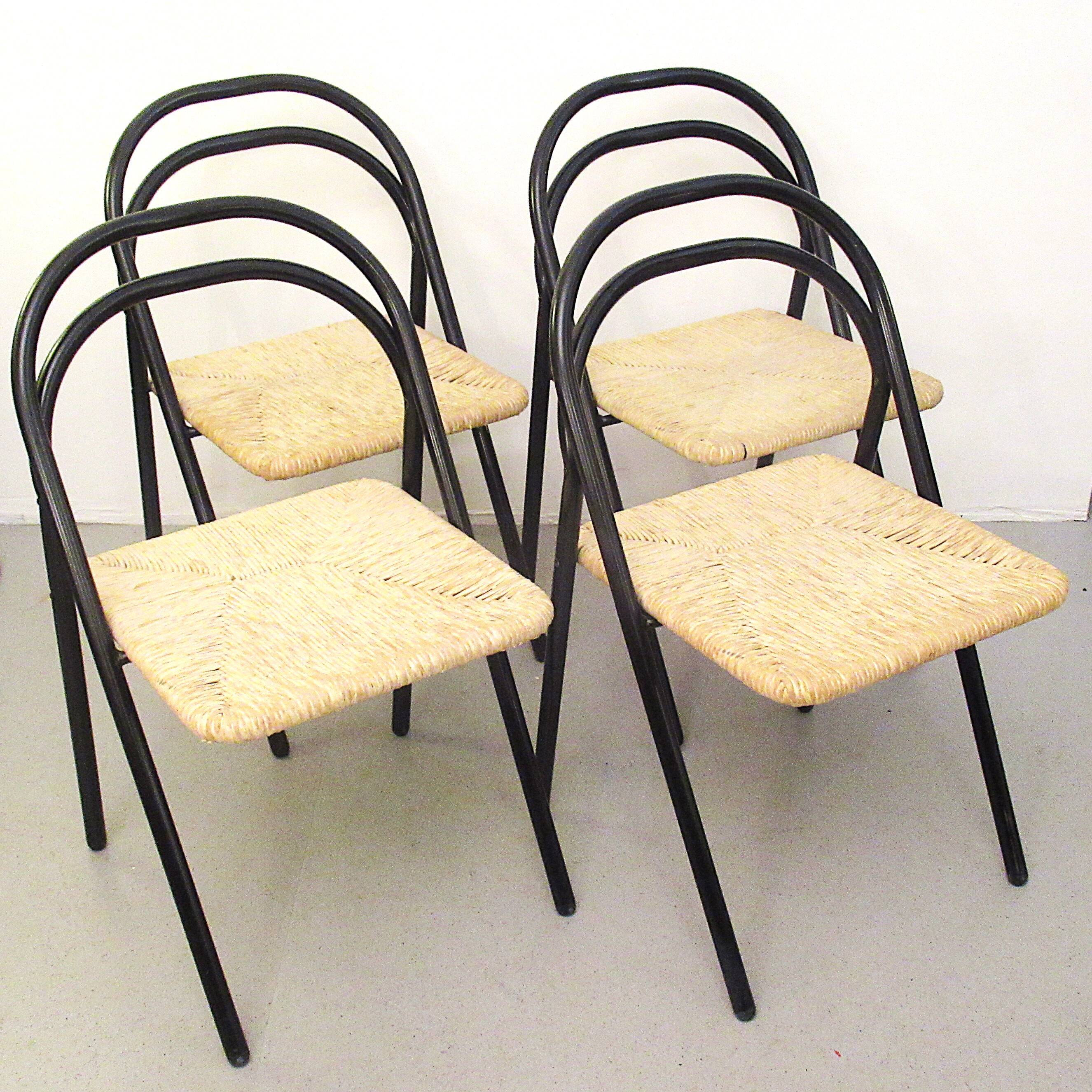 Four straw chairs from the 70s