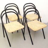 Four straw chairs from the 70s