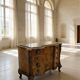 serpentine commode in antique walnut