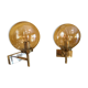 Pair of wall light Italian Globe smoked glass