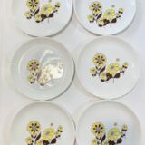 X8 floral plates mario and yellow 70s sovirel-vintage-kitchen-retri