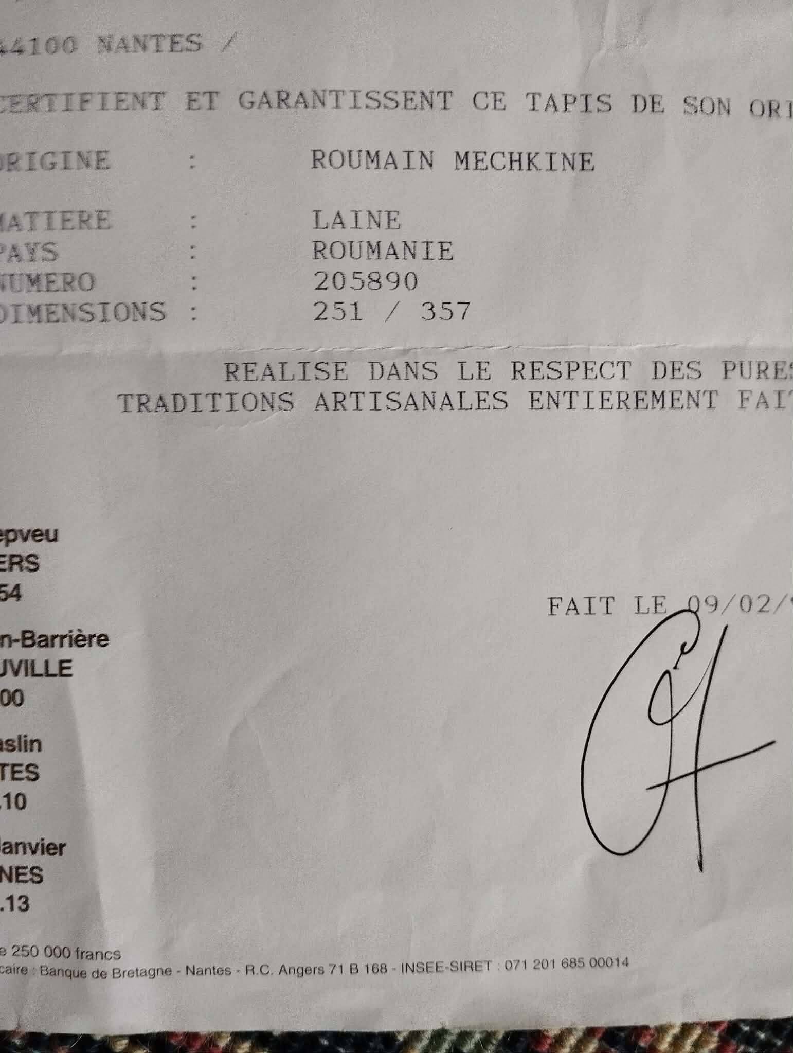 Handmade Romanian Mechkine rug 357x251cm