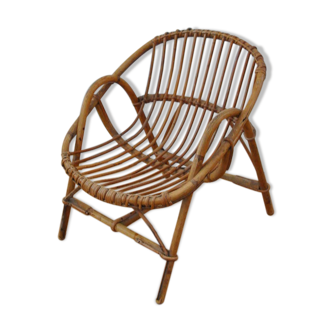 Fauteuil en rotin enfant des années 60