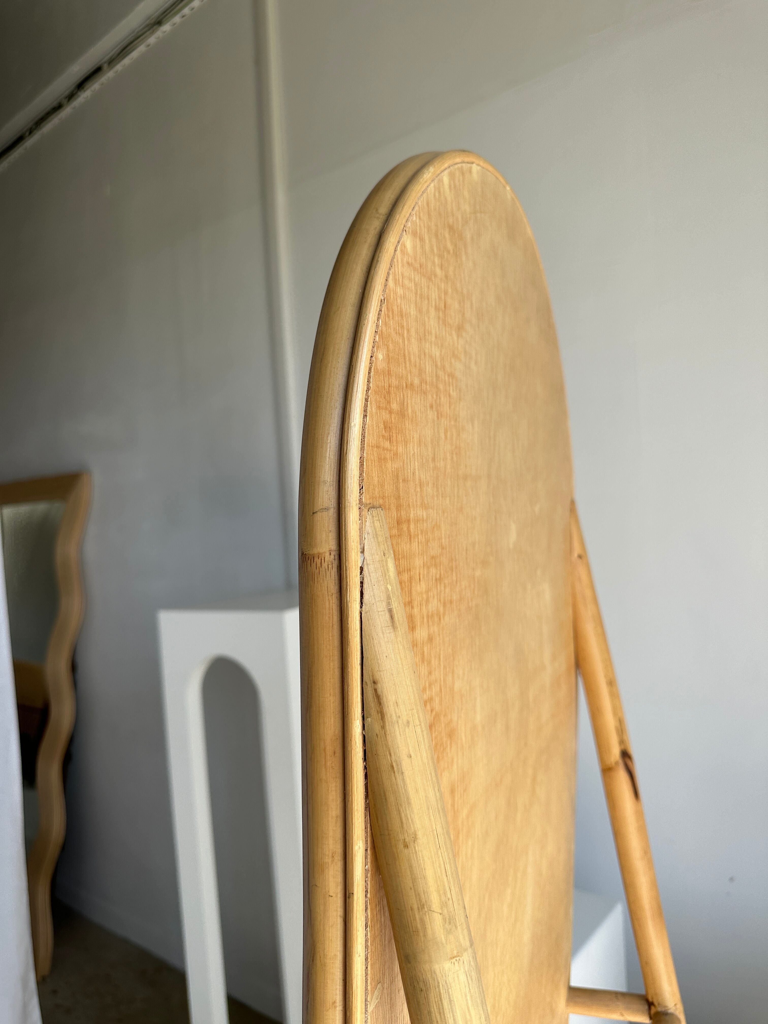 Floor mirror in bamboo and rattan H:1m80