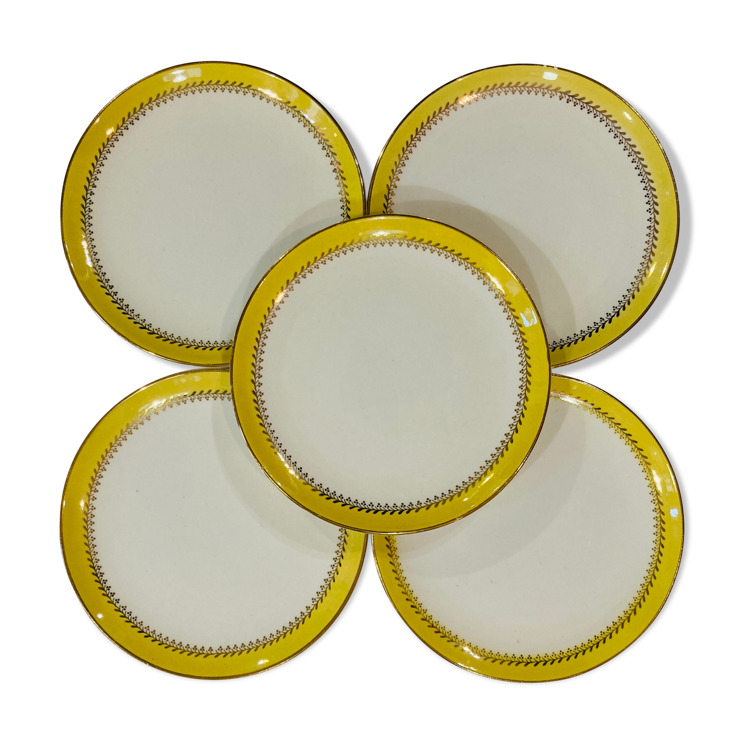 5 plates Biarritz yellow and golden