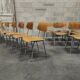 Set of 12 metal and wood school chairs Czechoslovakia Kovona