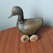 Jouet de collection vintage canard en bois