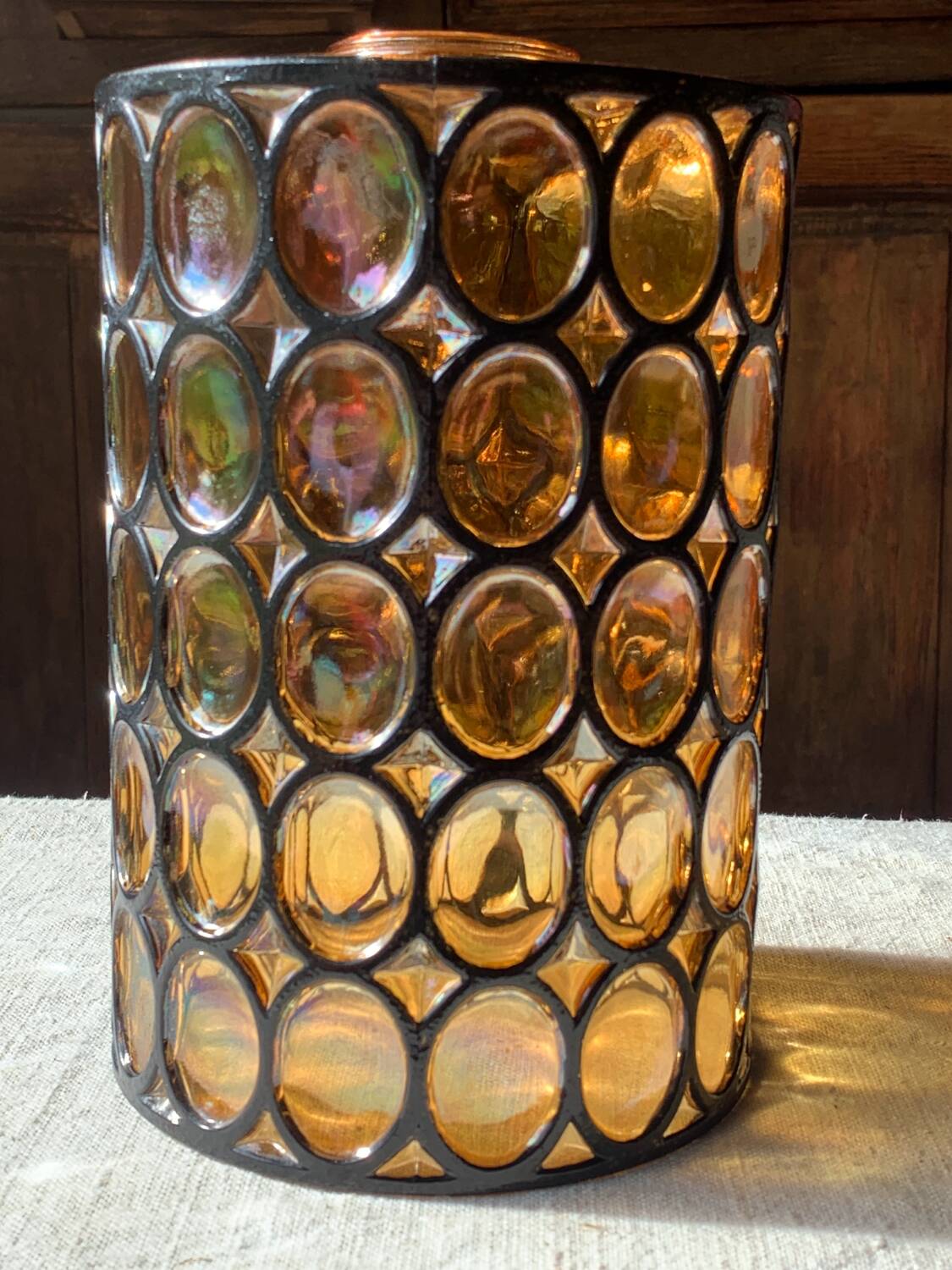 Limburg 1970s amber cloisonné glass ceiling light