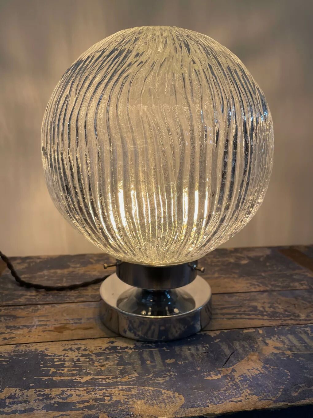 Table lamp glass and chrome