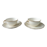 2 Villeroy & Boch Mettlach Ivory and Gold Cups and Saucers