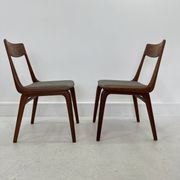 Chaises de salle à manger en teck Boomerang par A.E. Christensen, ensemble de 2.