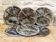 Set of 6 compartment plates in glazed stoneware by Chantal and Thierry Robert.
