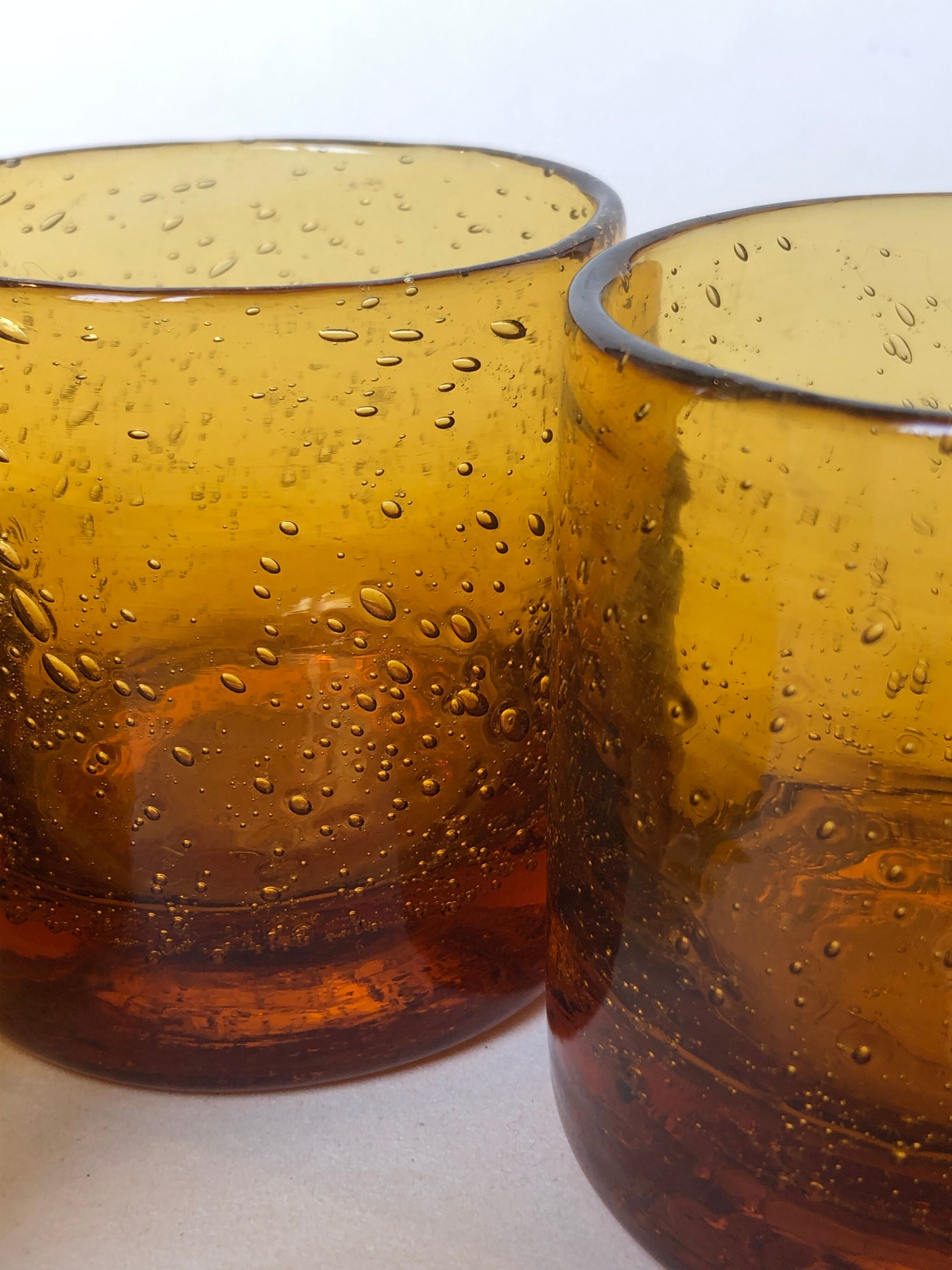 Set of 6 real Biot glass handmade