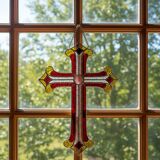 Croix en vitrail – Style Tiffany fait main, décoration murale