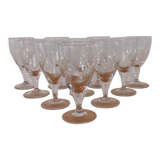 Old very fine stemmed glasses in chiseled crystal from the 50s