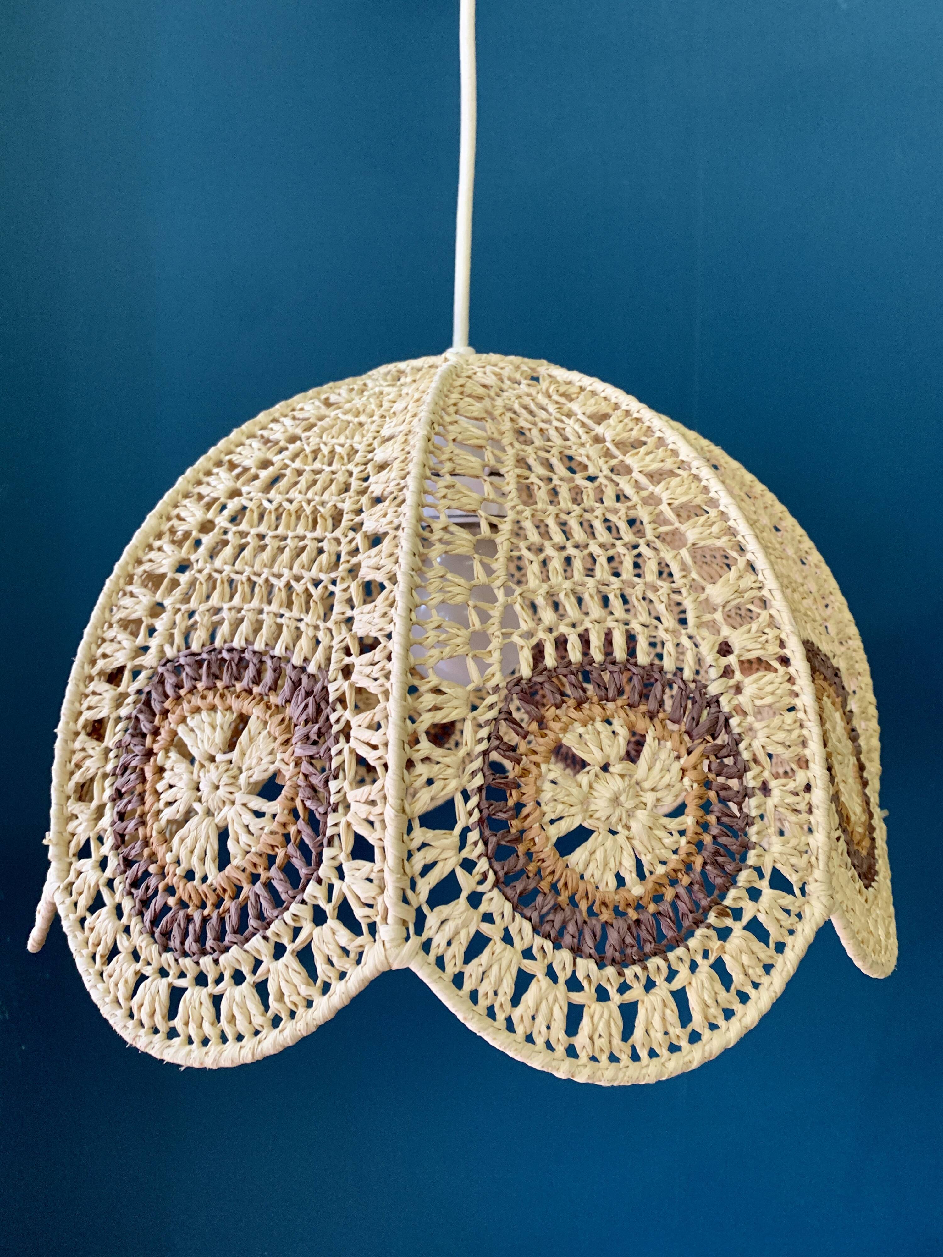 Suspension flowers in raffia - 60s
