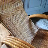 Vintage rattan chaise longue