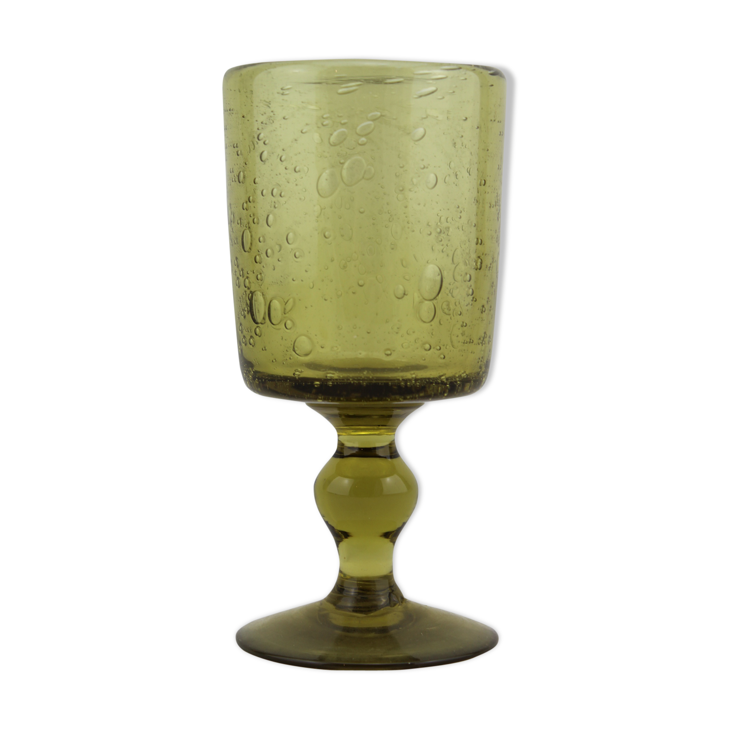 Bougeoir à pied en verre bullé de Biot vert