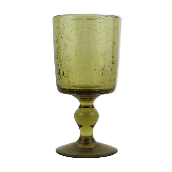 Bougeoir à pied en verre bullé de Biot vert