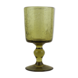 Bougeoir à pied en verre bullé de Biot vert