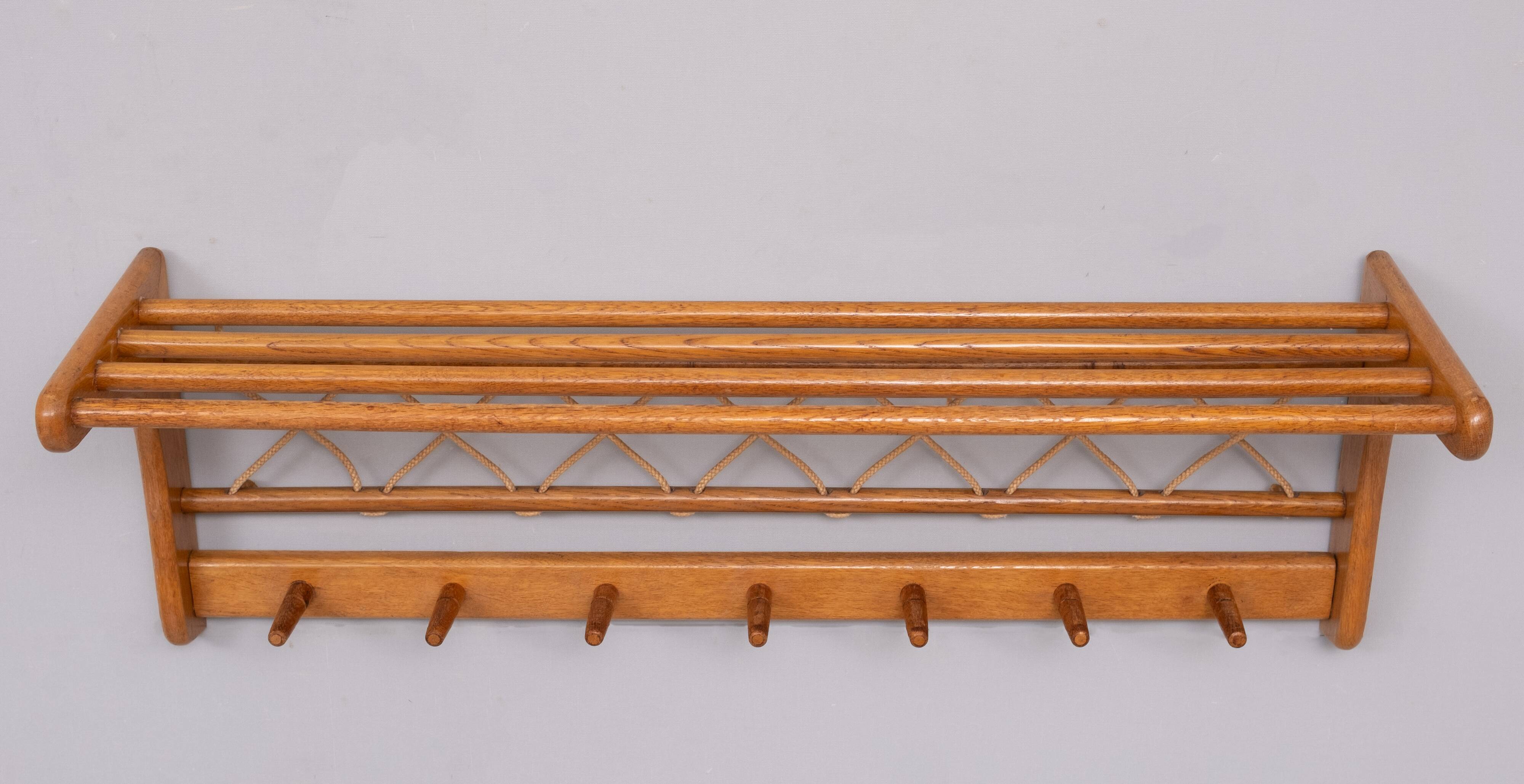 Solid Oak hanging Coatrack Johan Wulfers 1950s Holland