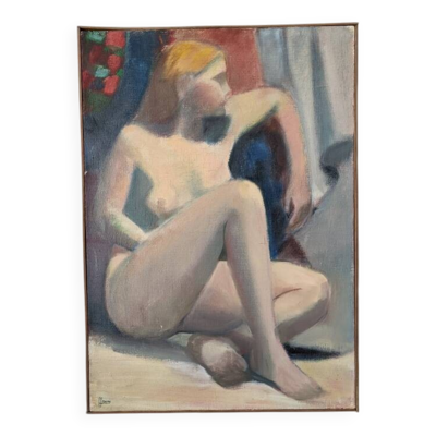 Huile sur toile portrait tableau contemporain tons pastel