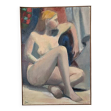 Oil on canvas portrait contemporary painting pastel tones