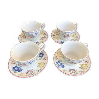 Set of 4 cups and cups of English porcelain