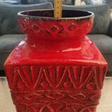Large BAY Keramik Floor Vase 45 cm Red Vintage West Germany Bodo Mans