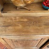 Buffet ancien à deux corps, vaisselier en chêne massif