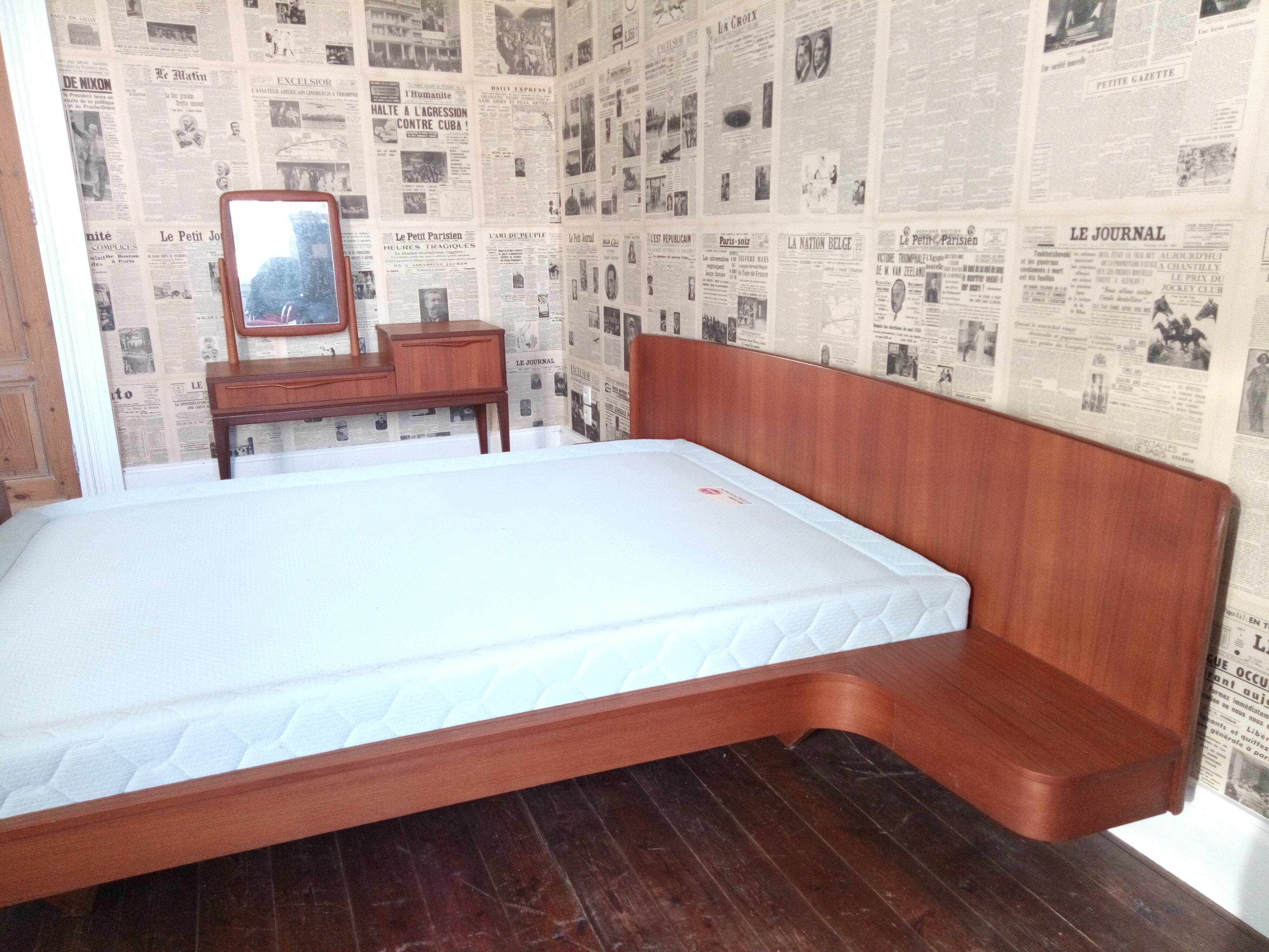 Vintage Scandinavian teak bed 1960