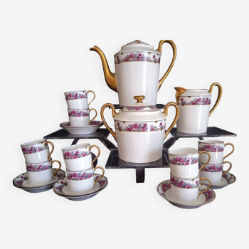 Art Deco coffee service for 10 p. in Limoges porcelain, Charlionnais & Pourailly 1921/1943