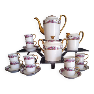 Art Deco coffee service for 10 p. in Limoges porcelain, Charlionnais & Pourailly 1921/1943