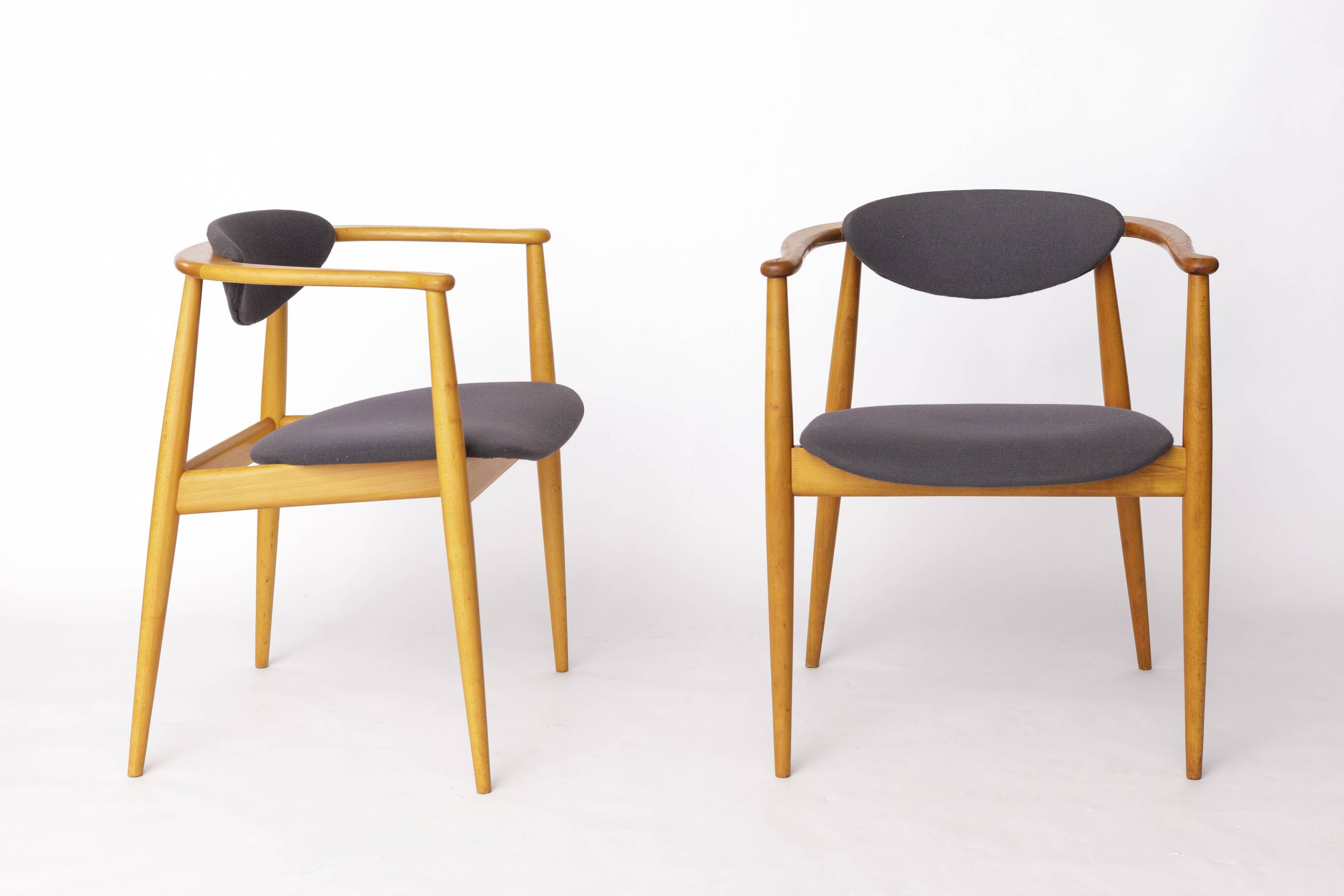 Pair of Mid-Century Armchairs, 1960s–70s German Vintage, Beech Wood