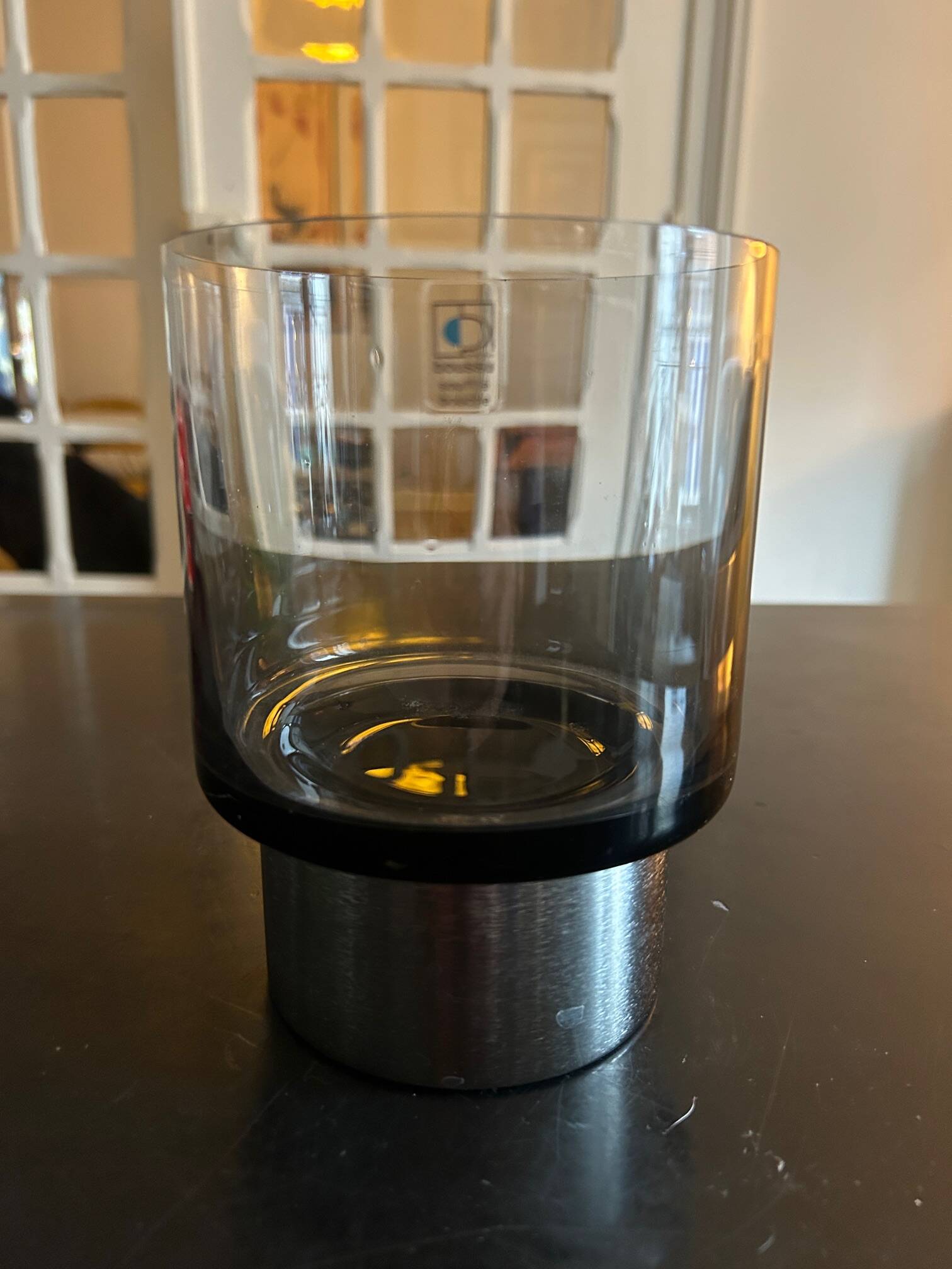 smoked glass candlestick Boussu edition, 1970