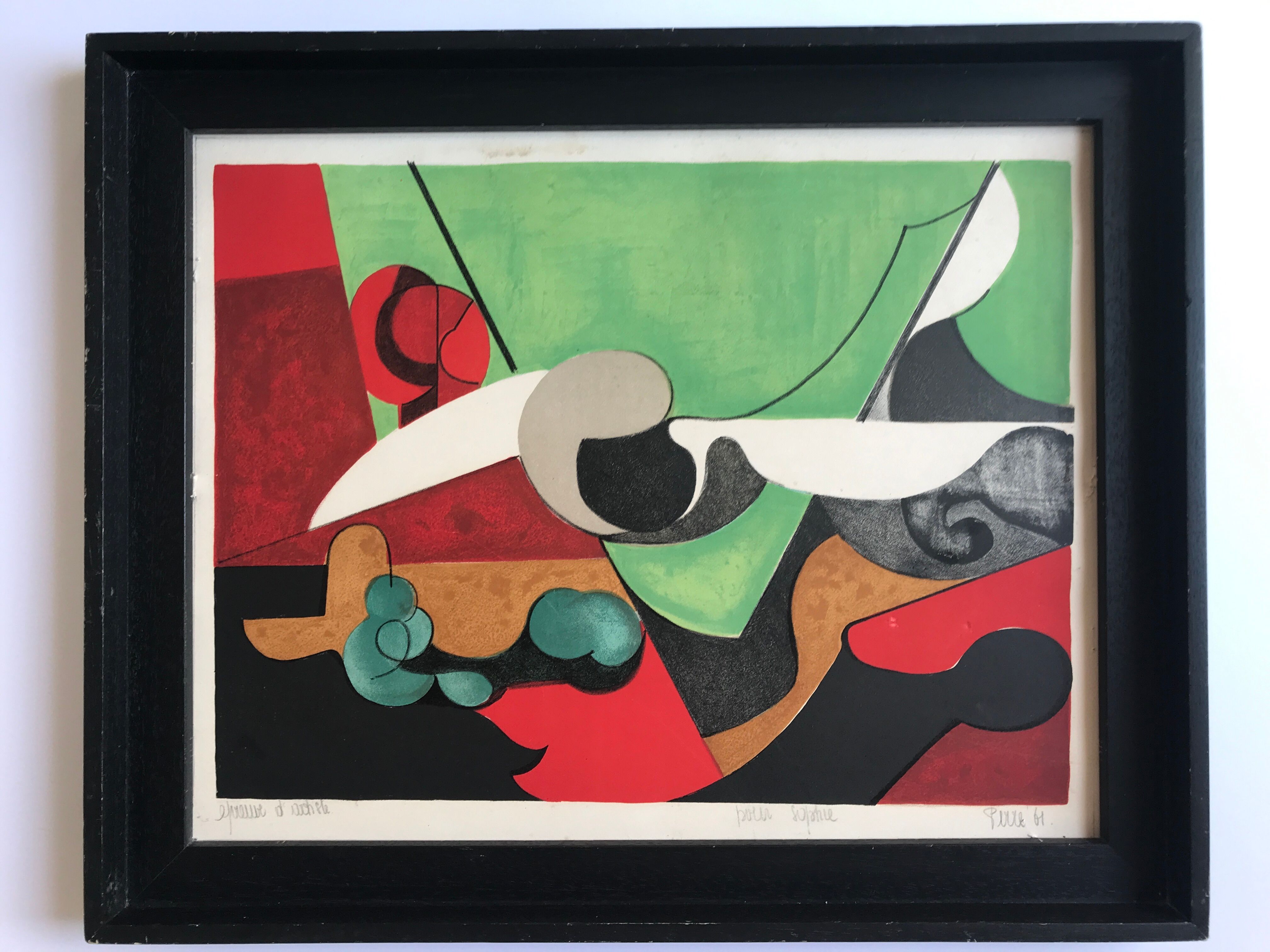 Original lithograph signed by Danièle PERRÉ (1924-2009) Abstract composition, 1961.
