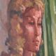 Original Swedish oil on canvas – “Woman with Flowers” by Bendt Lauritzen – signed, framed 82 × 72 cm (32.3" × 28.3")