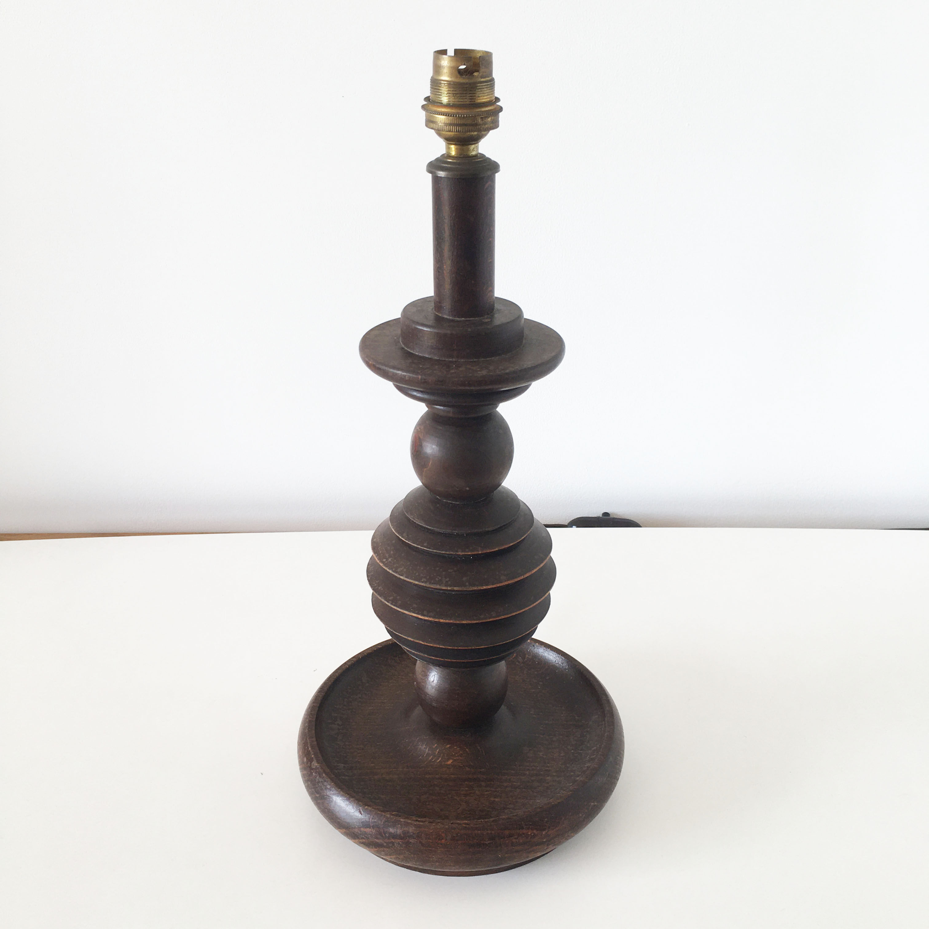 Turned wooden vintage lamp