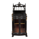Curved "Boulle" display case from the Napoleon III period in blackened and gilded wood
