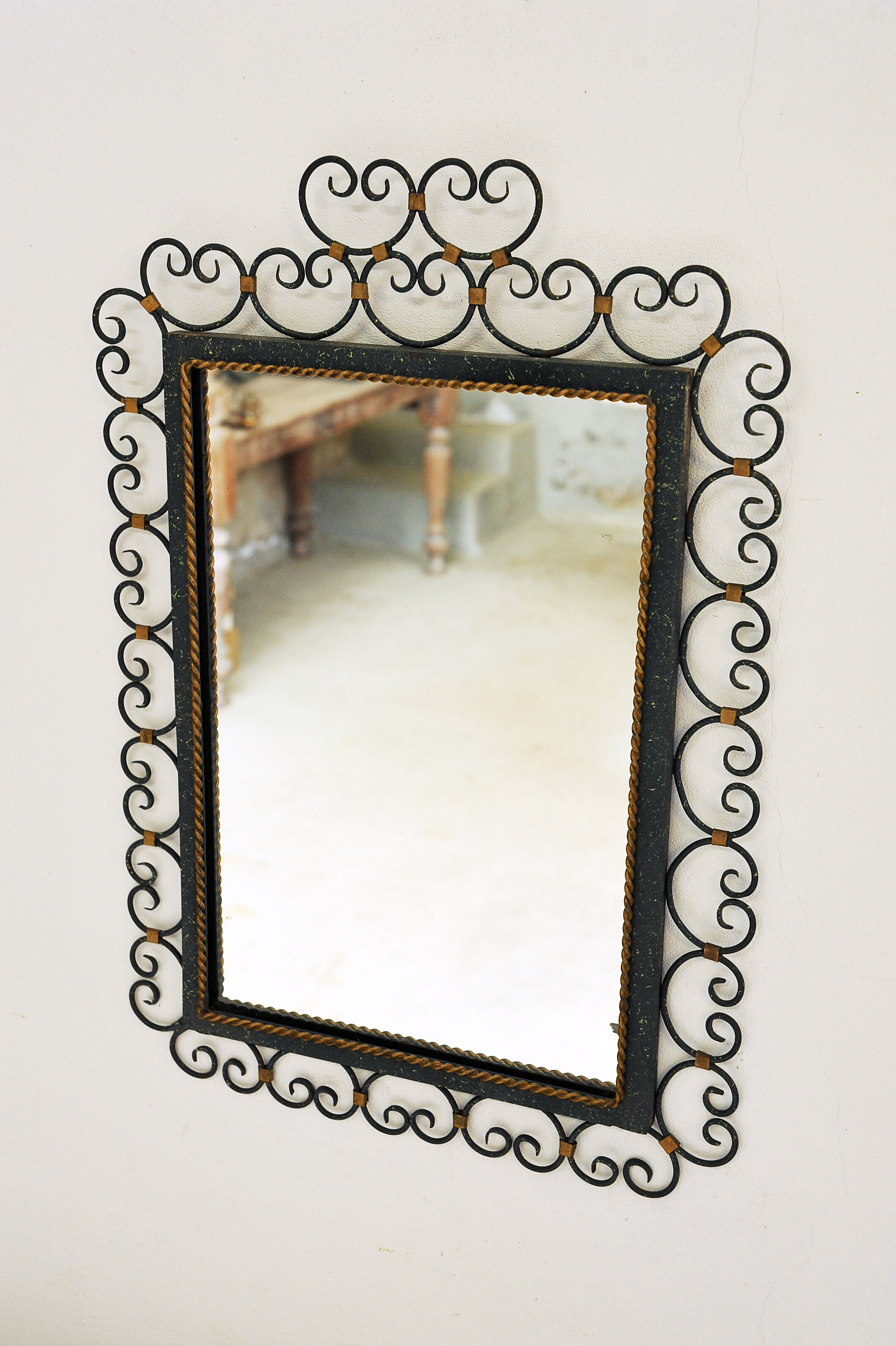 Wrought iron mirror, France circa 1950 46x67cm