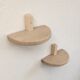Pair of half-moon wall shelves in solid oak