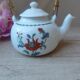 Small Paris porcelain teapot poppy decor Aluminite Frugier Limoges