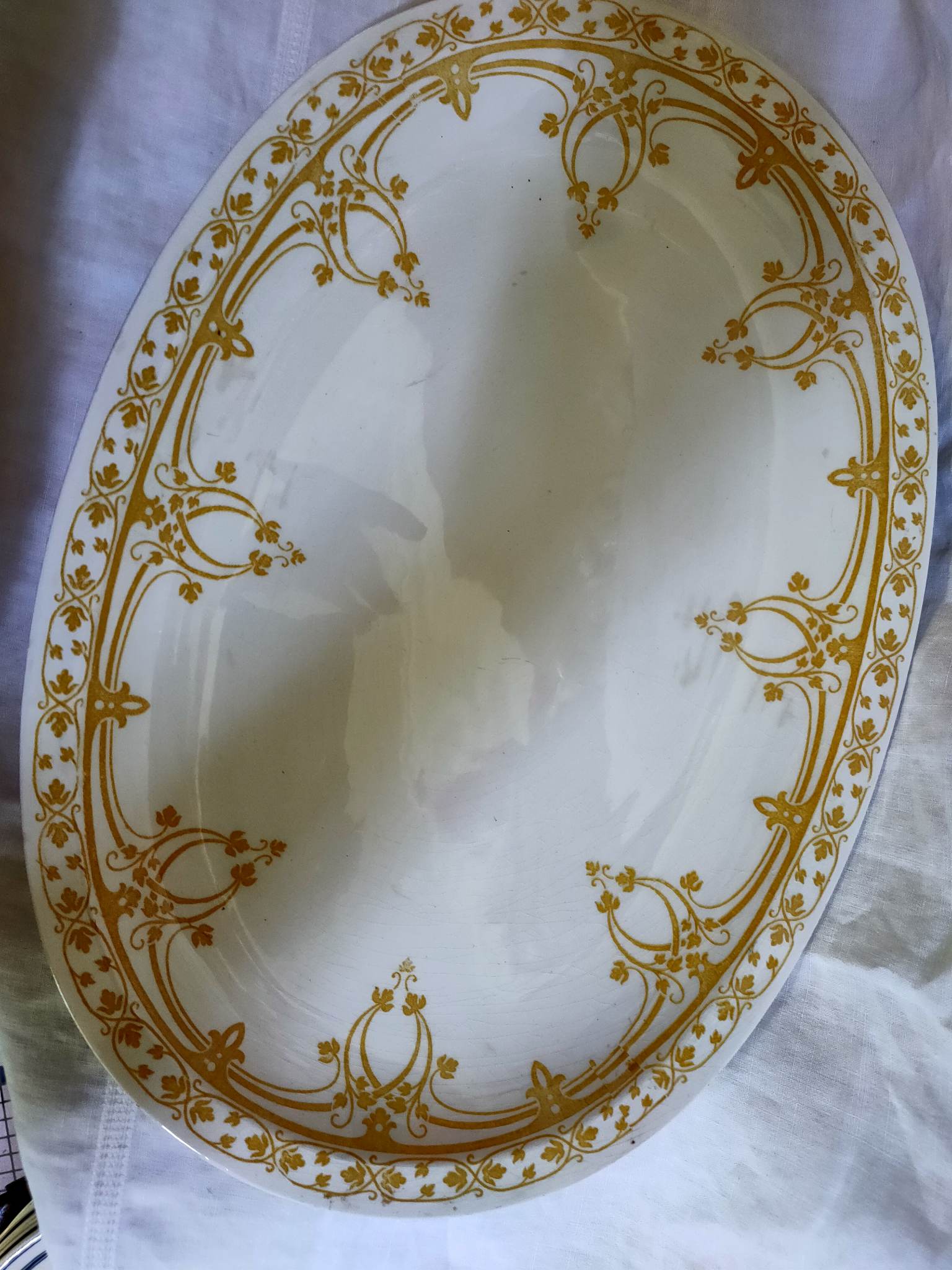 Oval earthenware plate Creil and Montereau Bruges 43x31cm