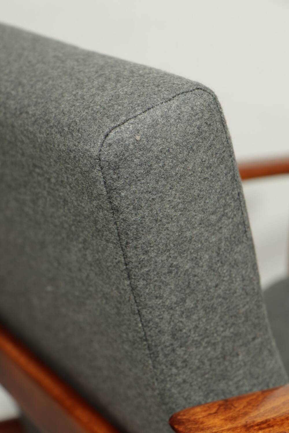 Scandinavian armchair in teak and gray fabric by E.Homa, 1960