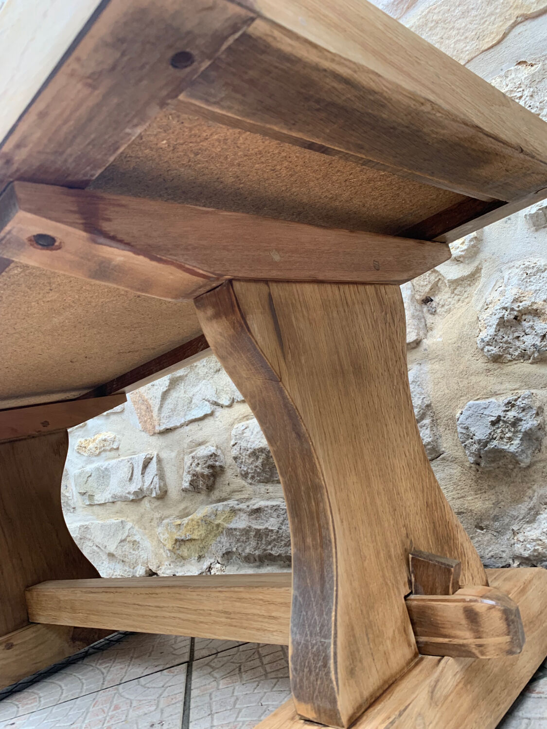 Wooden coffee table and tiles