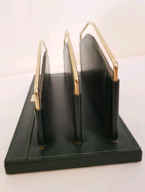 Porte lettres en cuir vert vintage